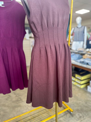 Brown Weekend Win Pleated Mini Dress