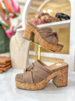 Ordo Taupe Knot Detail Cork Base Heels