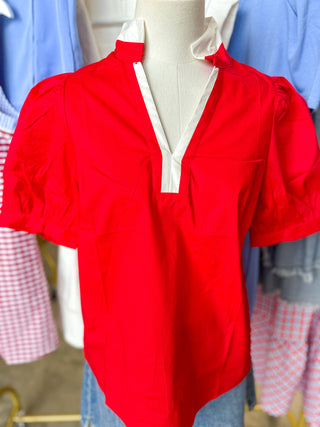 Red Tricia Short Sleeve Top