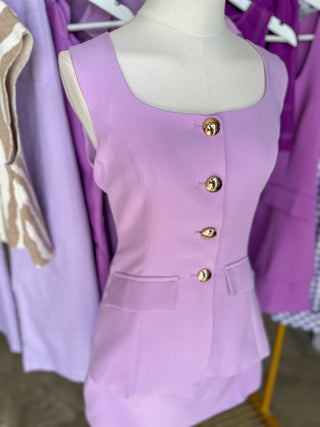 Lavendar Sweet & Sophisticated Crepe Romper Mini Dress