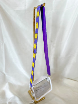 Purple & Gold Seed Bead Purse Strap