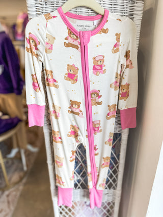 Pink Teddy Bears 2 Way Zipper Romper