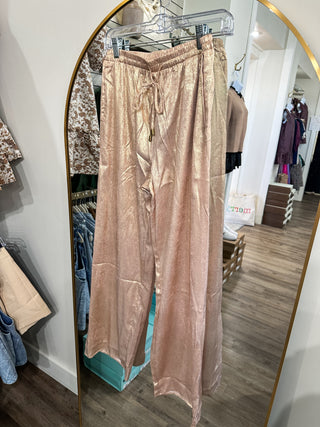 Shine for the Night Gold Metallic Wide Leg Pants