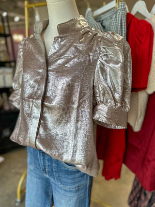 Champagne Metallic Statement Blouse