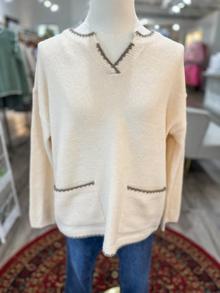 Oatmeal Frosted Edge Sweater