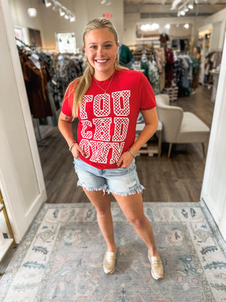 Red Checker Touchdown Tee