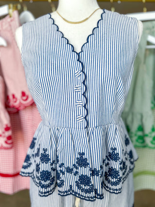 Blue It Girl Summer Scallop Shorts Set