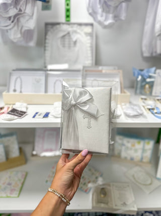 Silk Baby Photo Album W/ Cross
