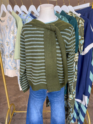 Olive Knotted In Style Striped Sweater