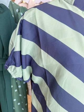 Sage & Navy Easygoing Striped Maxi Dress