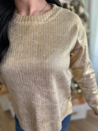 Gold Twinkle Lights Holiday Sweater