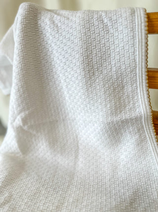 White W/ Gold Trim Paty Pal Knit Swaddle/Blanket