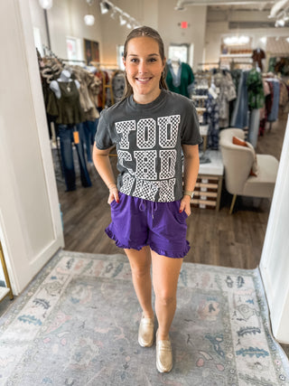 Purple Game Day High Waisted Shorts