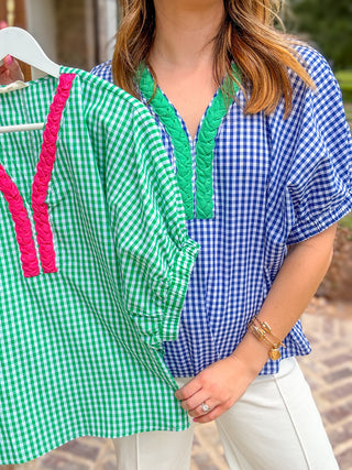 Green Sweet Summertime Gingham Top
