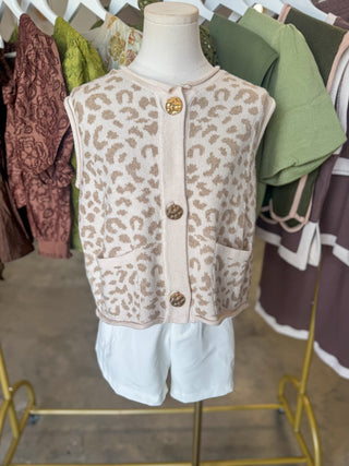 Cream Wild Side Leopard Sweater Vest
