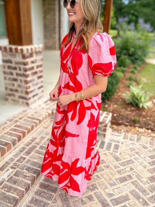 Pink Bold Bloom Midi Dress
