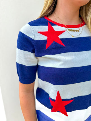 Star-Spangled Summer Short Sleeve Sweater