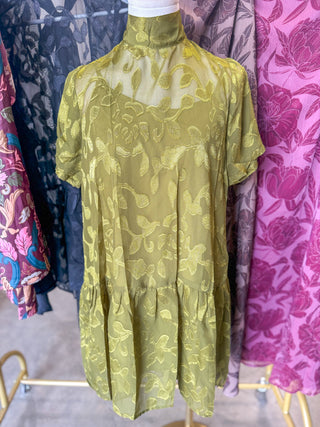 Olive After Dark Floral Overlay Mini Dress