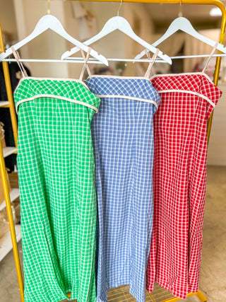 Chambray Coastal Check Maxi Dress