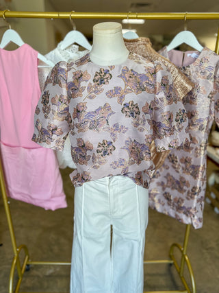 TOP - Thea Jacquard Short Sleeve Top