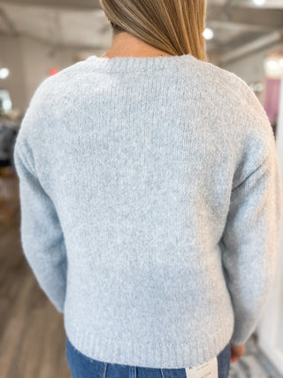 Light Blue Dreamscape Gold Button Cardigan