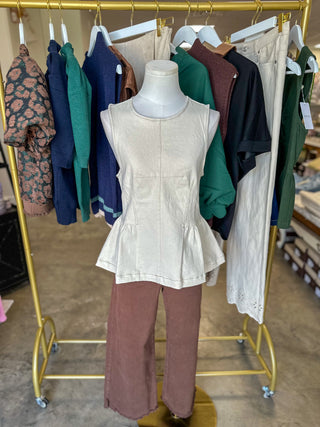 Ecru Tailored & Timeless Peplum Top