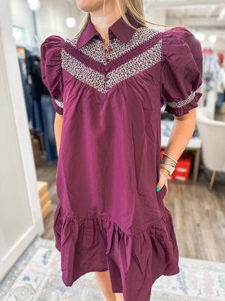 Georgia Plum Smocked Mini Dress