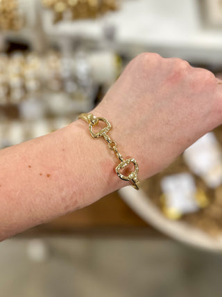 Gold Horsebit Hinged Metal Bracelet