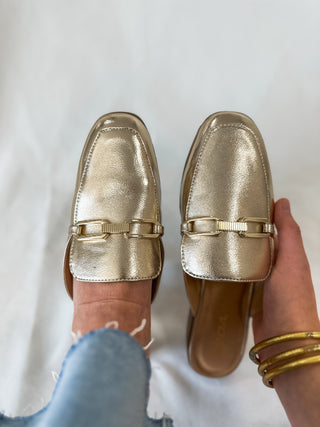 Gold Eleanor Fancy Pants Mules