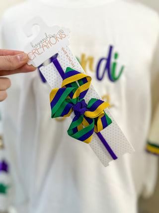 Mardi Gras Stripe Bow Headband