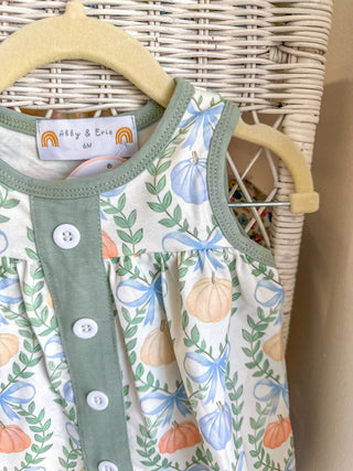 Green Pumpkin Bow Print Bloomer Set