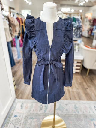 Twirl Me Navy Mini Dress