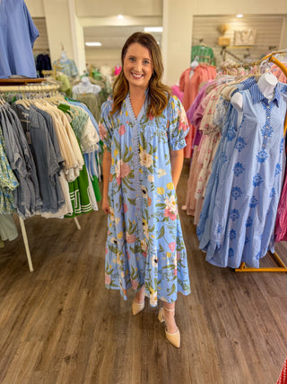 Periwinkle Blue Dreaming of Florals Maxi Dress