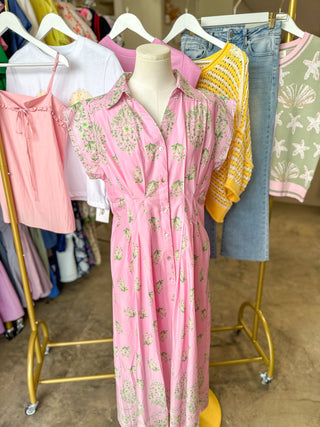 Pink Lovely Little Petals Midi Dress