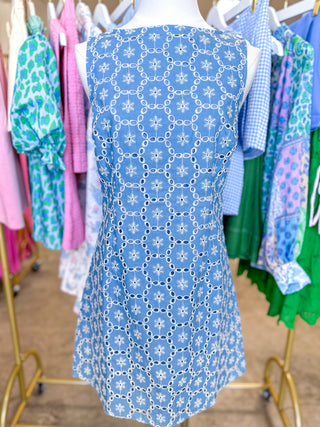 Light Denim Sweetest Stitch Mini Dress