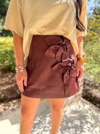 Burgundy Petal Edit Mini Skirt