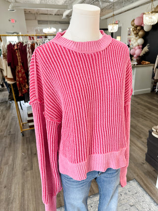 Pink Subtle Stitch Sweater Top