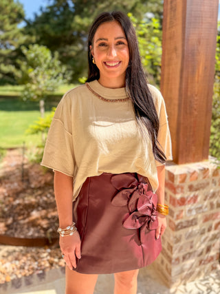 Burgundy Petal Edit Mini Skirt