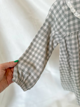 Mini Green Gingham Peter Pan Collar Dress & Diaper Cover