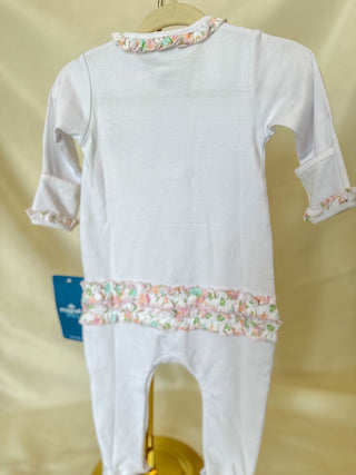 Pumpkin Blush Embroidered Ruffle Footie