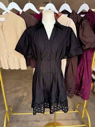 Black Millie Cutwork Mini Dress