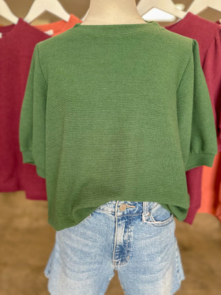 Hunter Green Go-To Knit Short Sleeve Top