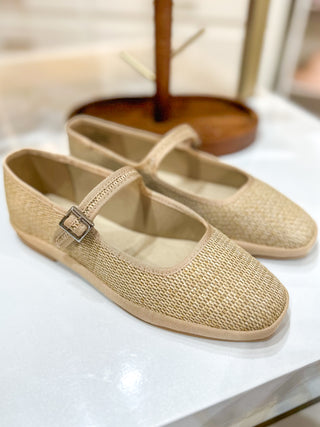 Natural Raffia Monroe Mary Jane Flats
