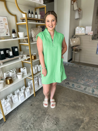 Apple Green Half Zip Athleisure Dress