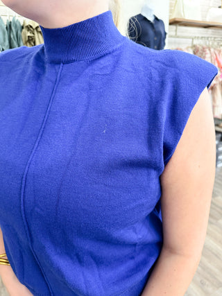 Royal Blue Alli Solid Mock Neck Top