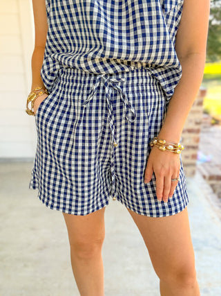 Navy Sweet As Can Be Gingham Short Set