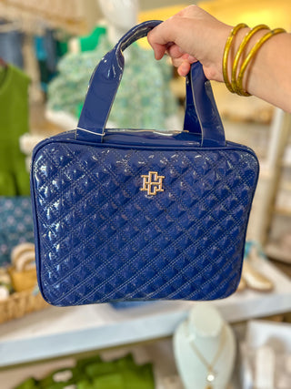 Navy Patent Large Punta Cana Cosmetic Travel Case | Caroline Hill