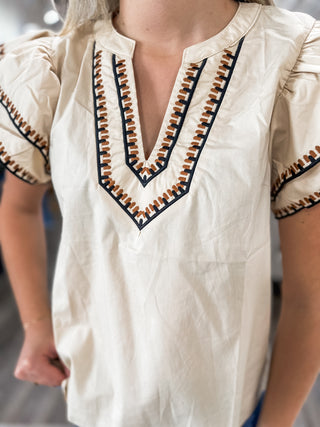 The Madeline Taupe Flutter Sleeve Top