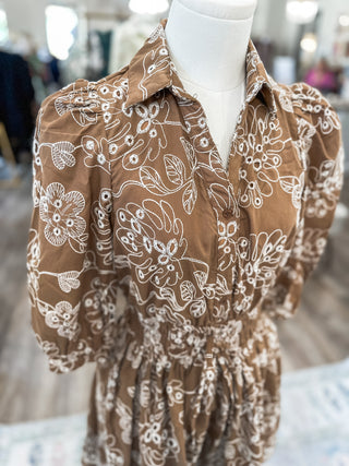 Brown Blossom Belle Mini Dress