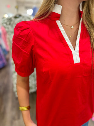 Red Tricia Short Sleeve Top